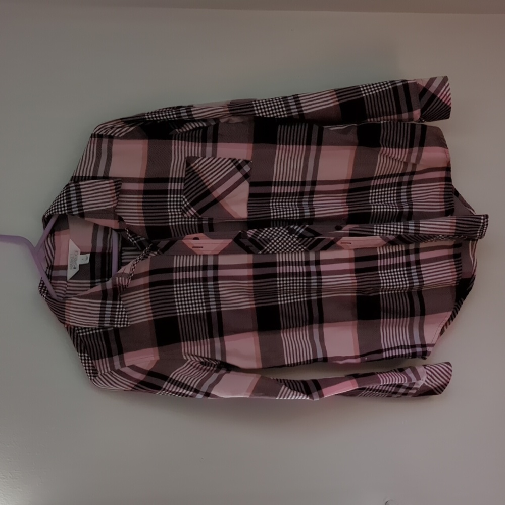Pink & Maroon Plaid Button Up